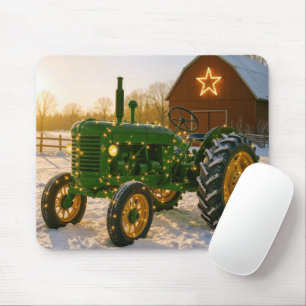 Mousepad Trator Verde de Natal com Luzes Piscando