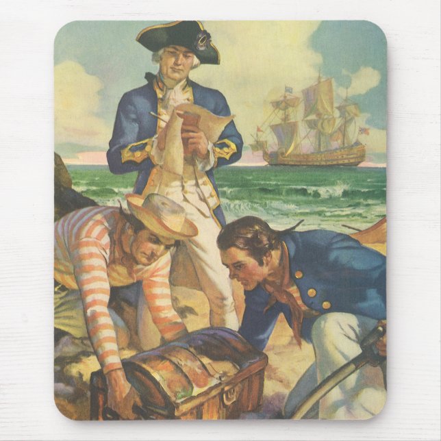 Mousepad Treasure Island, Vintage Fairy Tale Pirates (Frente)