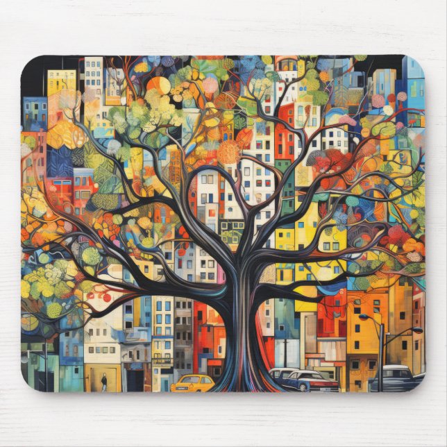 Mousepad Tree Civilization Concept Colorful Paint Abstrato (Frente)