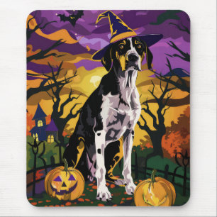 Mousepad Treeing Walker Coonhound Halloween Bruxa Abóbora