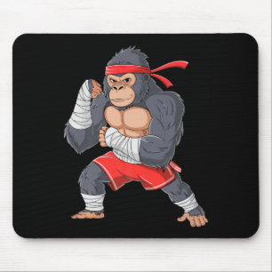 Mousepad Treinamento de Kick Boxing MMA Lutador Gorila Arte