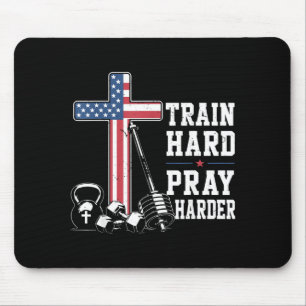 Mousepad Treine Duro Reze Mais Duro Treino Cristão Patrióti