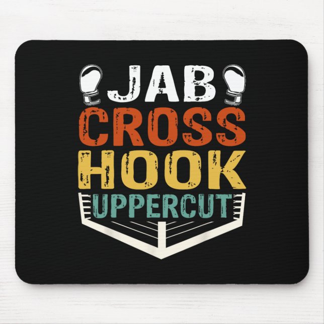 Mousepad Treino de Boxeador Jab Cross Hook Uppercut Homens  (Frente)