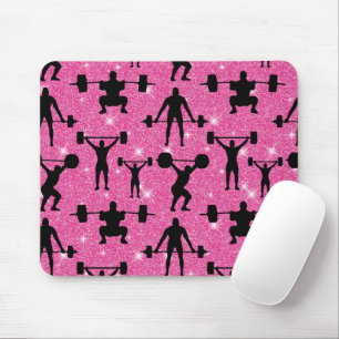 Mousepad Treino de Fitness Academia Esporte Brilho Rosa