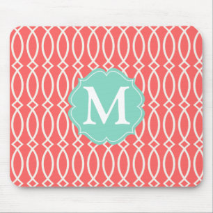 Mousepad Treliça moderna coral elegante personalizada
