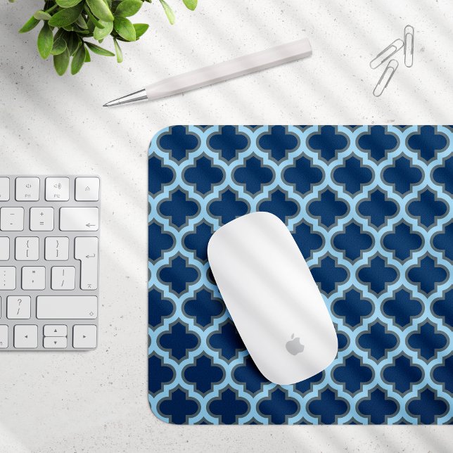 Mousepad Trellis Azul e Bebê, Latite, Quatrefoil (Criador carregado)