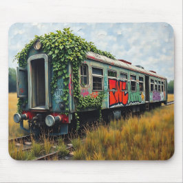 Mousepad Trem de trem abandonado coberto de hera e grafite