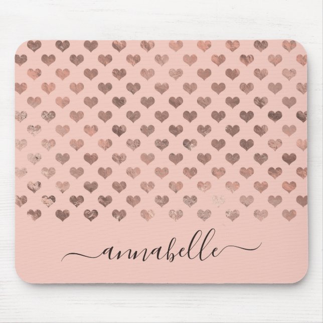 Mousepad Trendy Blush Rosa Rosa Dourado Nome do Script (Frente)
