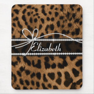 Mousepad Trendy chic girly faux marrom leopardo negro