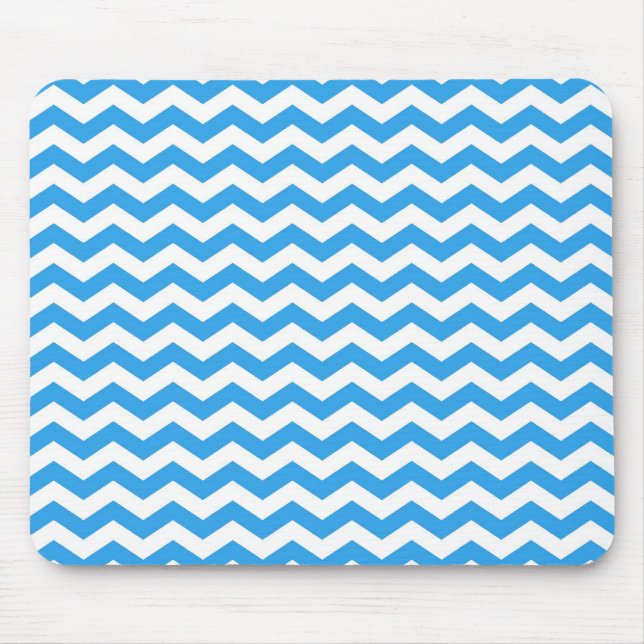 Mousepad Trendy, listras azuis brilhantes de ziguezague. (Frente)