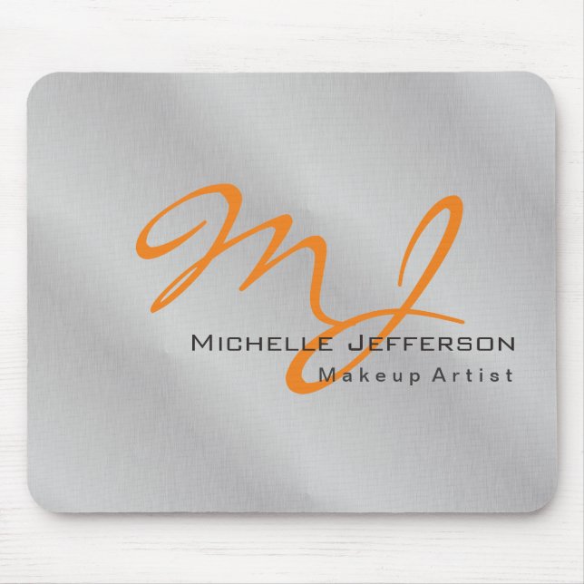 Mousepad Trendy Makeup Artista Cinza de Prata Monograma Lar (Frente)