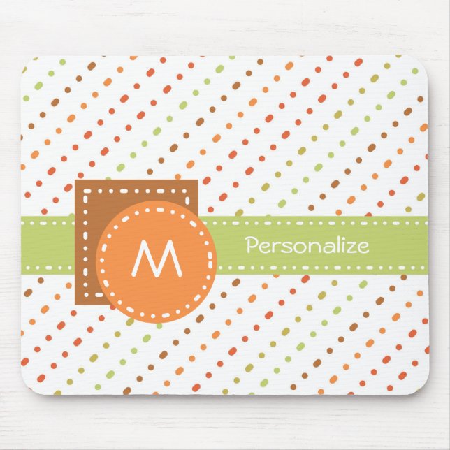 Mousepad Trendy Monogramas - Listras Pontilhadas com Nome (Frente)