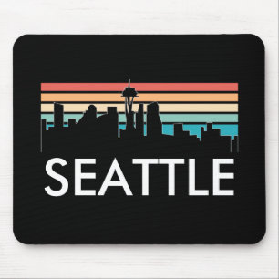Mousepad Trendy Seattle Washington Retro Sunset Skyline