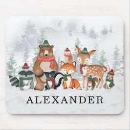 Mousepad Trendy Winter Woodland Forest Baby Animais