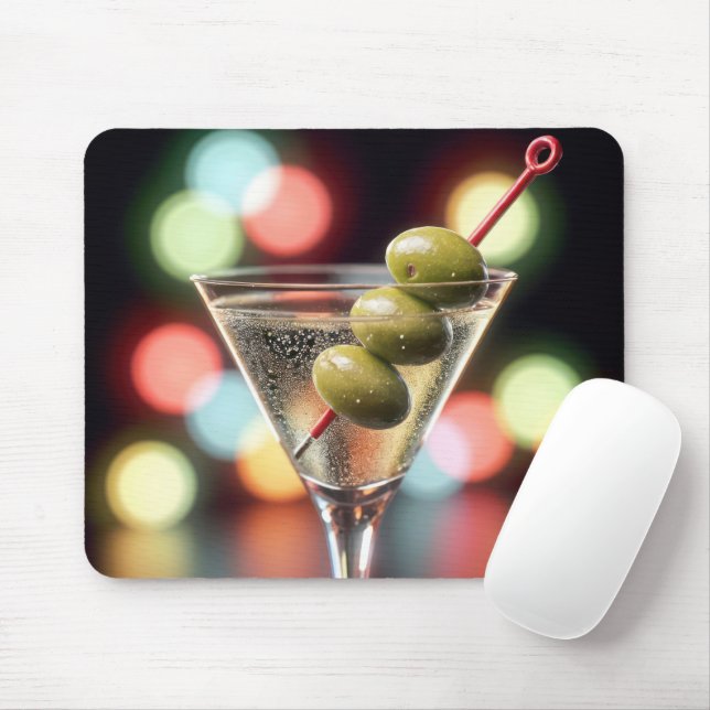 Mousepad Três Azeitonas em um coquetel Martini (Com mouse)