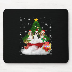 Mousepad Três Beagles Papai Noel com Árvore de Natal