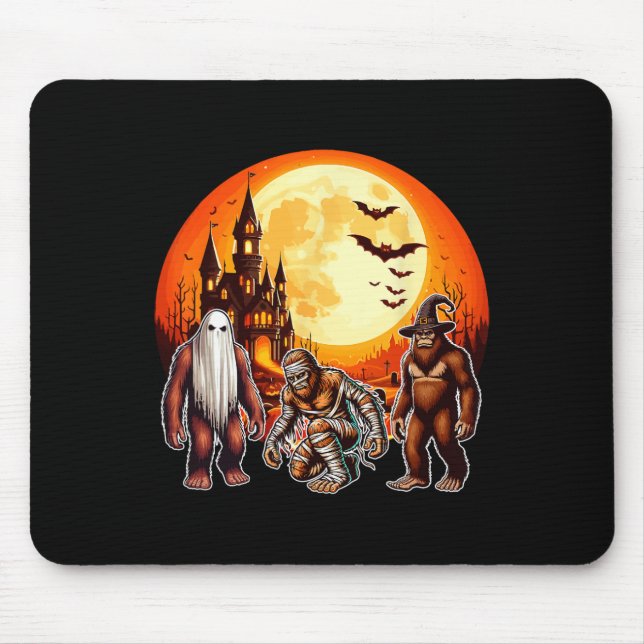 Mousepad Três Bigfoots Horror Boo Ghost Witch Mu (Frente)