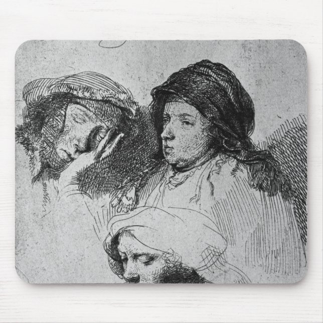 Mousepad Três cabeças fêmeas com uma que dormem, 1637 (Frente)