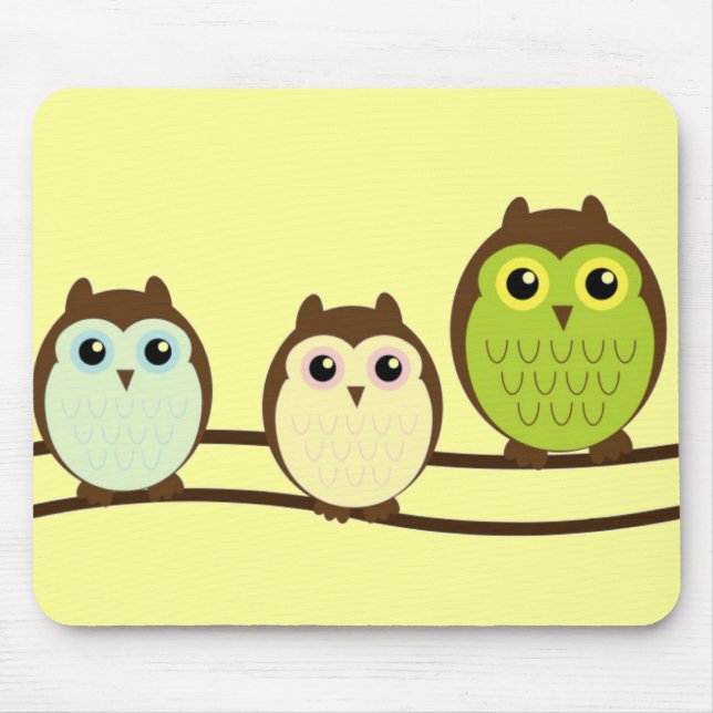 Mousepad Três Corujas Coloridas (Frente)