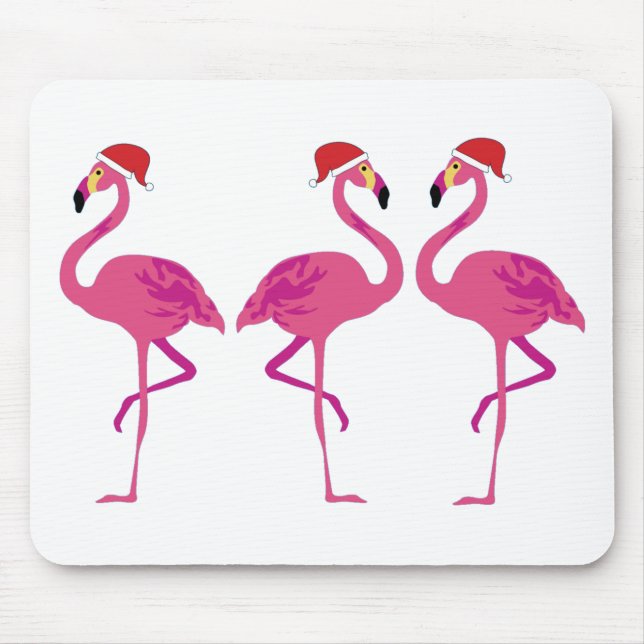 Mousepad Três Flamingos de Natal (Frente)