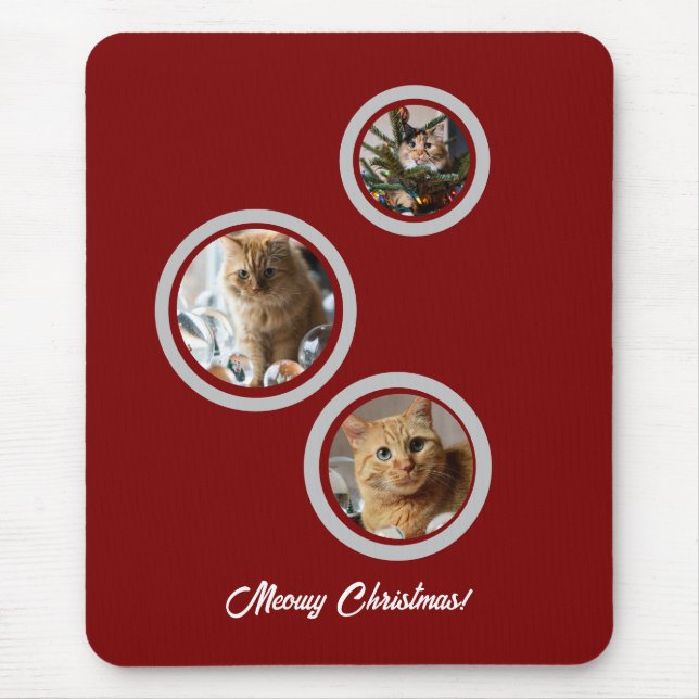 Mousepad Três Fotos de Gatos Personalizadas  (Frente)