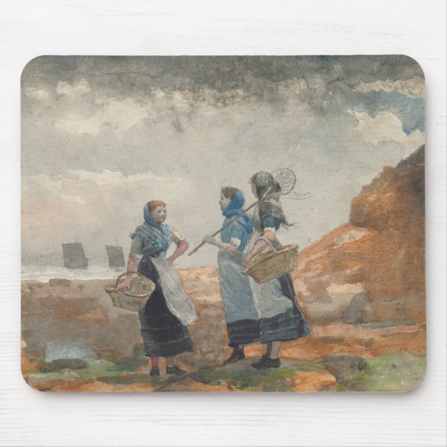 Mousepad Três Garotas Fisher (em Tynemouth, Northumberland) (Frente)