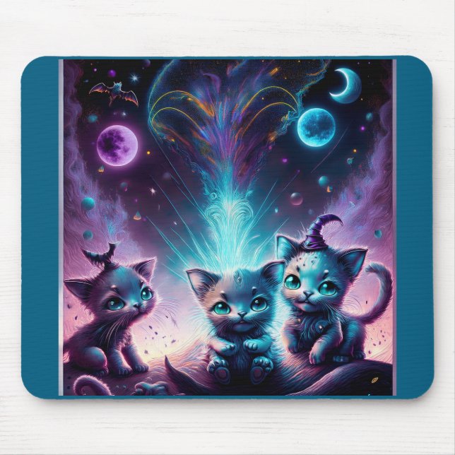 Mousepad Três Gatinhos De Alienígena Em Uma Configuração De (Frente)