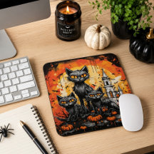 Três Gatos Pretos Casa Assombrada de Halloween 