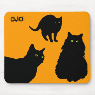 Mousepad Três gatos pretos e laranjas