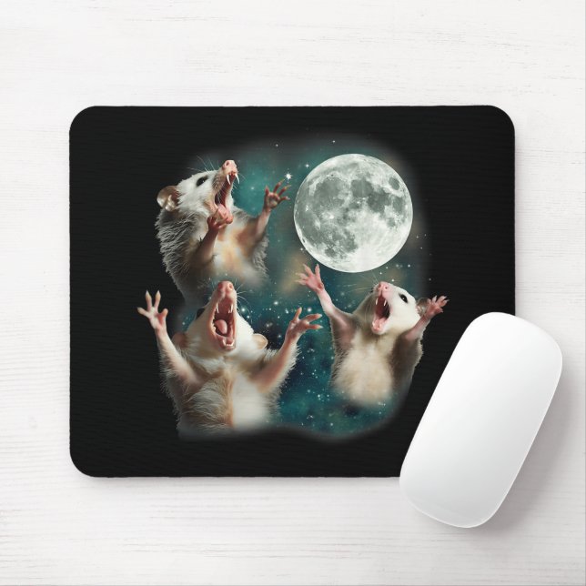 Mousepad Três Lua Possum 3Ogambm Engraçado Memória Maldita (Com mouse)