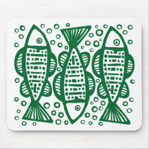 Mousepad Três peixes - Forest Green