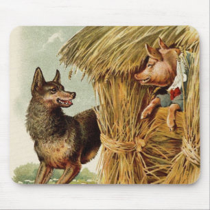 Mousepad Três Pequenos Porcos Grande Lobo Mau, Vintage Fair