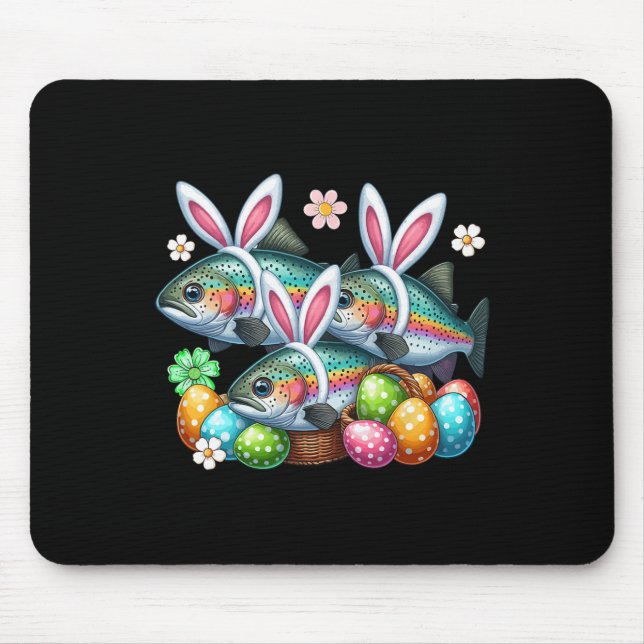 Mousepad Três Pernalonga Da Páscoa Pescam Ovos Caçando (Frente)