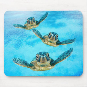 Mousepad Três tartarugas de mar do bebê que nadam