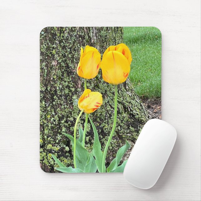Mousepad Três Tulipas Amarelas / (Com mouse)