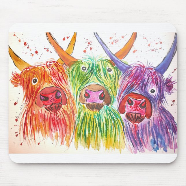 Mousepad Três vacas coloridas (Frente)