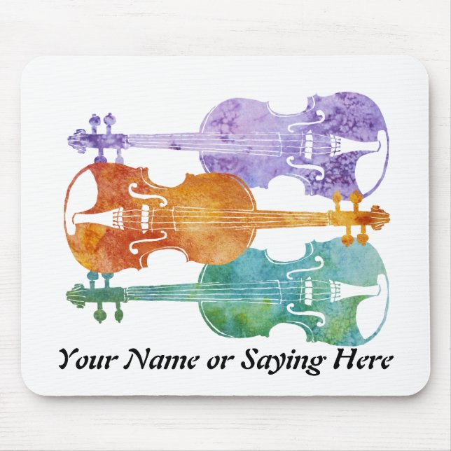Mousepad Três violinos coloridos (Frente)