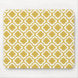 Mousepad Trevo Dourado elegante de Quatrefoil do marroquino