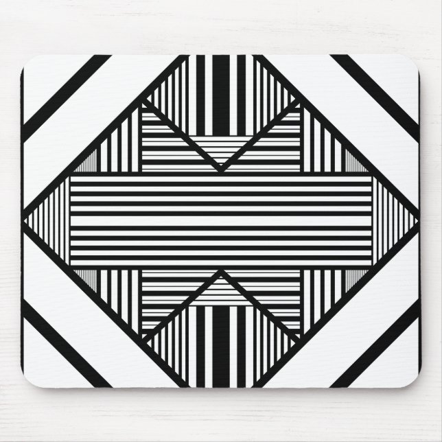 Mousepad Triângulo strips 2 em preto e branco (Frente)