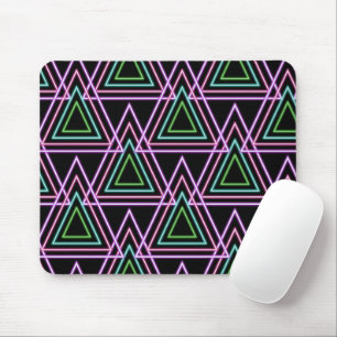 Mousepad Triângulos Geométricos Neon Coloridos Pretos dos A