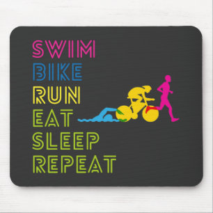 Mousepad Triathlon natação correndo comer sono repetir