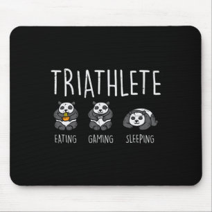 Mousepad Triatleta Panda Comendo Jogando Dormindo Gamer Fof