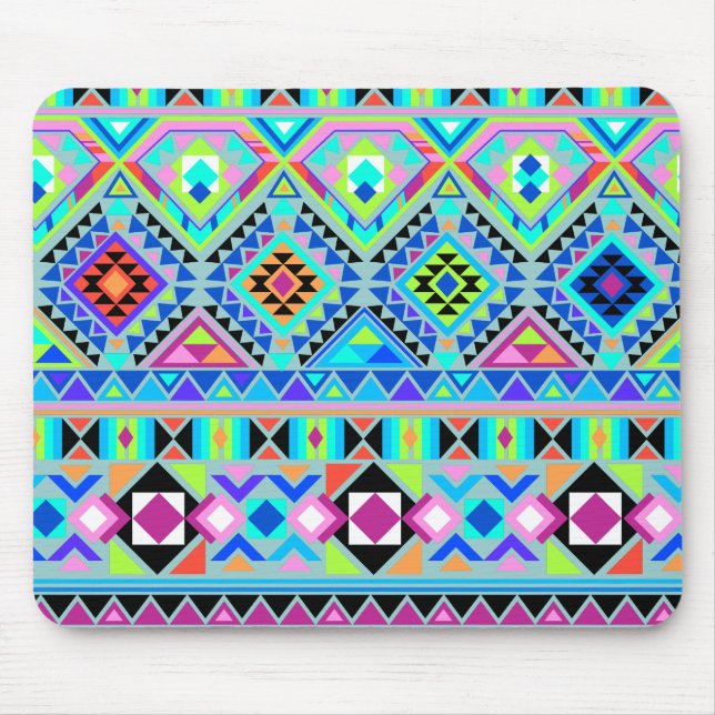 Mousepad Tribal Aztec Aztec, Azul, Cor-de-rosa, Azul (Frente)