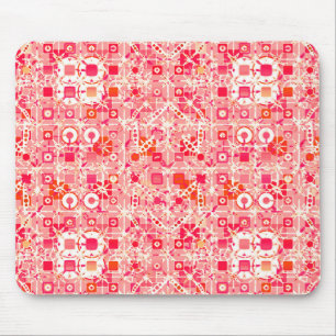 Mousepad Tribal Batik - rosa-coral, laranja-coral e creme