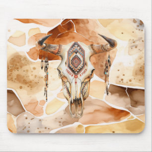 Mousepad Tribal Bull Horns Skull