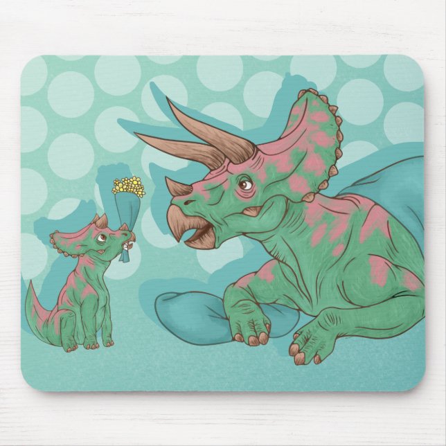 Mousepad Tricerátops Dando Flores (Frente)