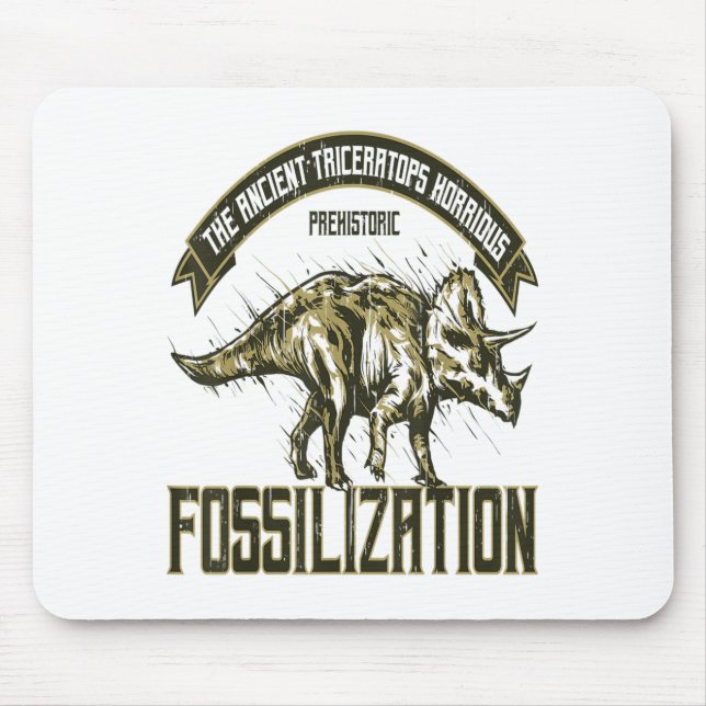 Mousepad Tricerátops I Dinossauro Horridus Fósseis Antigos  (Frente)