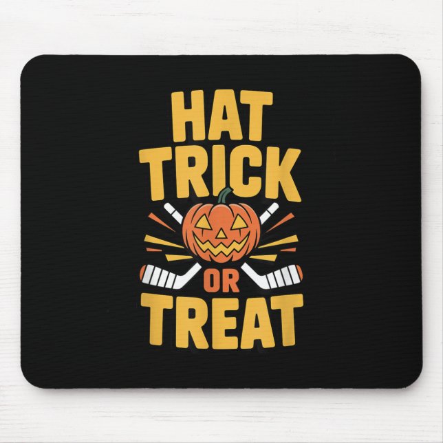 Mousepad Trick Or Treat Pumpkin Halloween Ice Hockey  (Frente)