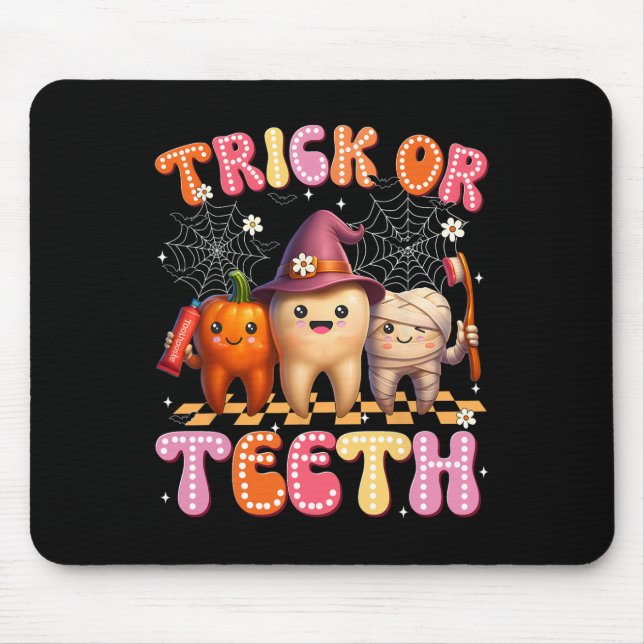 Mousepad Trick Ou Teeth Crew Dental Halloween Fatos (Frente)