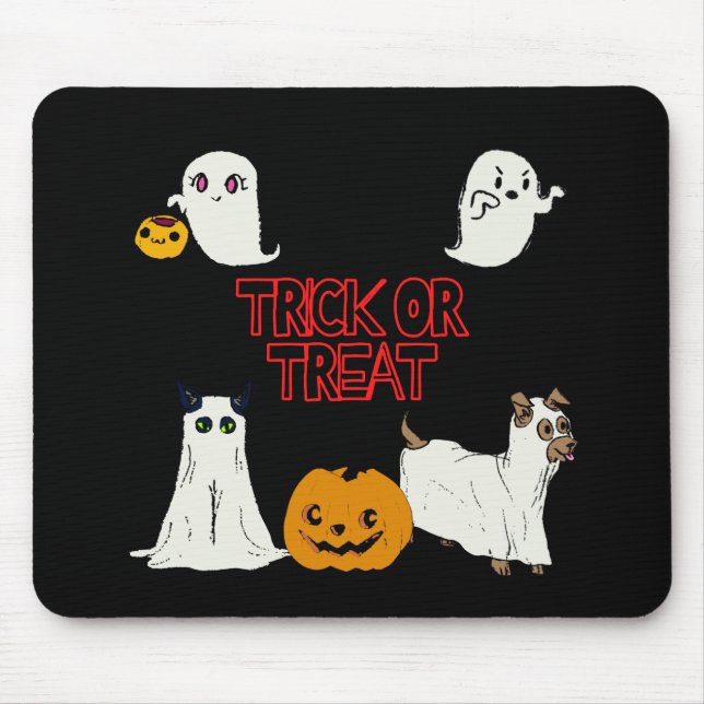 Mousepad Trick ou trate fantasmas do Halloween (Frente)